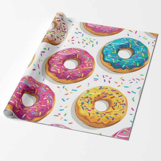 Girly Donut Pattern Cadeaupapier (Uitgerold)