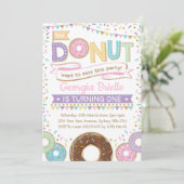 Girly Donut Uitnodiging Donut Verjaardag Sprinkles (Staand voorkant)
