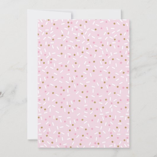 Girly Donut Uitnodiging Donut Verjaardag Sprinkles (Achterkant)