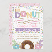 Girly Donut Uitnodiging Donut Verjaardag Sprinkles (Voorkant / Achterkant)