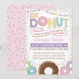 Girly Donut Uitnodiging Donut Verjaardag Sprinkles
