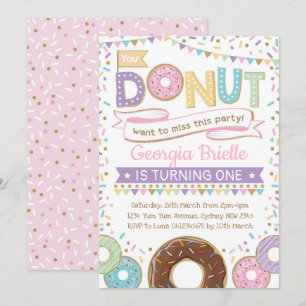 Girly Donut Uitnodiging Donut Verjaardag Sprinkles