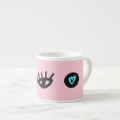 Girly Doodle: Ogen Harten Naadloos. Espresso Kop (Voorkant rechts)