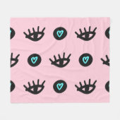 Girly Doodle: Ogen Harten Naadloos. Fleece Deken (Voorkant (Horizontaal))