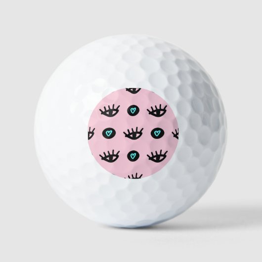 Girly Doodle: Ogen Harten Naadloos. Golfballen (Voorkant)