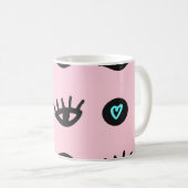 Girly Doodle: Ogen Harten Naadloos. Koffiemok (Voorkant rechts)