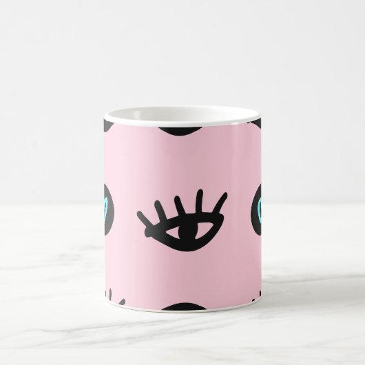 Girly Doodle: Ogen Harten Naadloos. Koffiemok (Center)