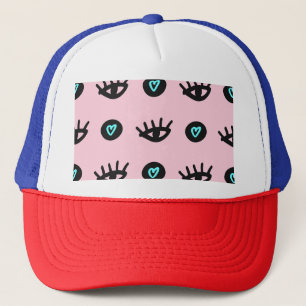 Girly Doodle: Ogen Harten Naadloos. Trucker Pet