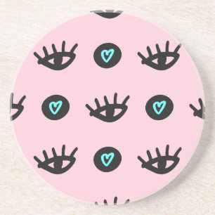 Girly Doodle: Ogen Harten Naadloos. Zandsteen Onderzetter