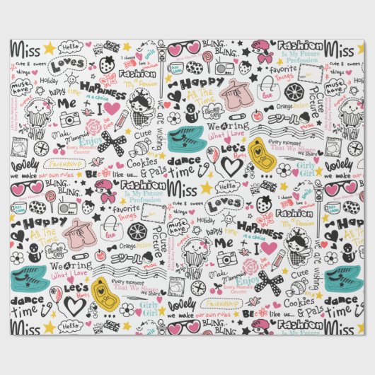 Girly Doodles Cadeaupapier (Vlak)