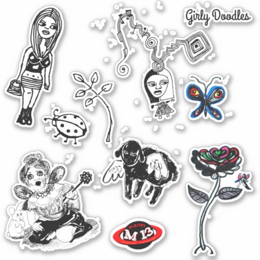 Girly Doodles Sticker Set (Voorkant)