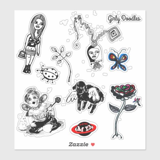 Girly Doodles Sticker Set (Vel)