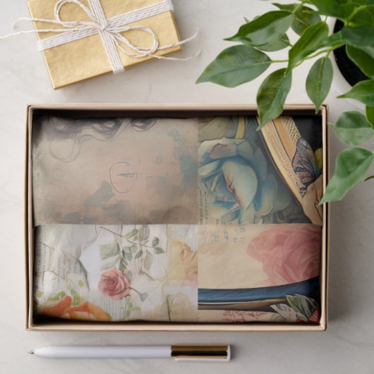 Girly Dreams Collage Tissue Paper Tissuepapier (Geschenk)