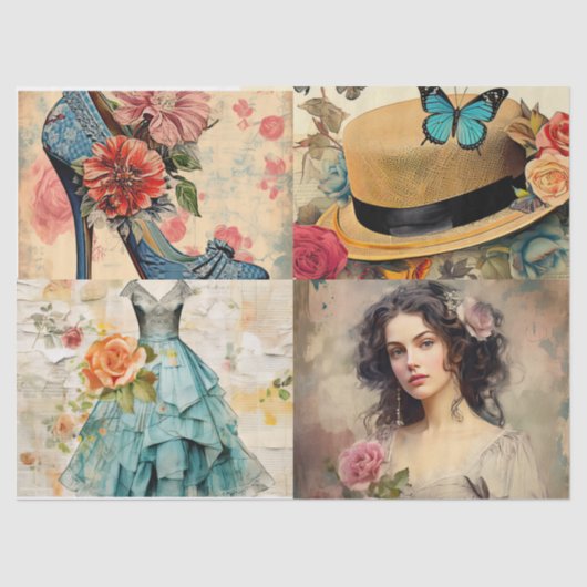 Girly Dreams Collage Tissue Paper Tissuepapier (Voorkant)