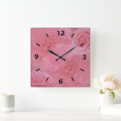 Girly Dreamweaver Floral Light Pink Roos Collage Vierkante Klok (Huis)