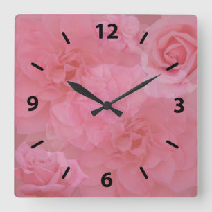 Girly Dreamweaver Floral Light Pink Roos Collage Vierkante Klok