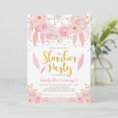 Girly Dreamweaver Pink Gold Floral Slumber Kaart (Staand voorkant)