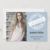 Girly Dusty Blue Photo Afstudeerder Graduparty Kaart (Voorkant)