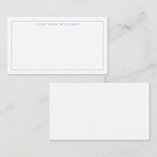 Girly Dusty Blue Professional Formal Thin Border Notitiekaartje (Voorkant / Achterkant)