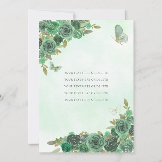 Girly Dusty Green Gold Prinses Quinceañera Kaart (Achterkant)