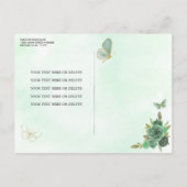 Girly Dusty Green Gold Prinses Quinceañera Uitnodiging Briefkaart (Achterkant)