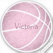Girly Dusty Pink Basketbal Meisjes Naam Sticker (Voorkant)
