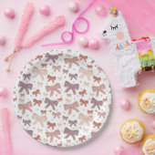 Girly Dusty Pink Bows en Little Hearts Papieren Bordje (Feest)
