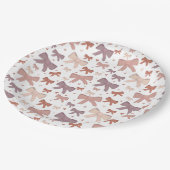 Girly Dusty Pink Bows en Little Hearts Papieren Bordje (Gekanteld)