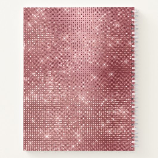 Girly Dusty Pink Gold Sparkle Monogram Naam Notitieboek (Achterkant)