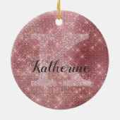 Girly Dusty Roos Gold Glam Sparkle Monogram Naam Keramisch Ornament (Achterkant)