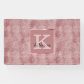 Girly Dusty Roos Gold Glam Sparkle Monogram Naam Spandoek (Horizontaal)