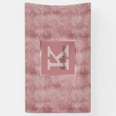 Girly Dusty Roos Gold Glam Sparkle Monogram Naam Spandoek (Verticaal)
