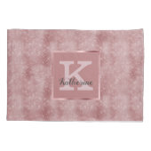 Girly Dusty Roos Gold Pink Sparkle Monogram Naam Kussensloop (Achterkant)