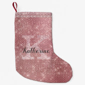 Girly Dusty Roos Gold Sparkle Fun Holiday Monogram Kleine Kerstsok (Voorkant)