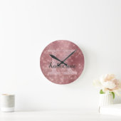 Girly Dusty Roos Gold Sparkle Glam Monogram Naam Ronde Klok (Huis)