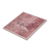 Girly Dusty Roos Gold Sparkle Glam Monogram Naam Tegeltje (Zijkant)