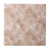 Girly Dusty Roos Pink Pattern Glam Bling Chic Tegeltje (Voorkant)