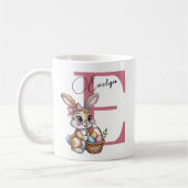 Girly Easter Basket Rabbit Custom Name Easter Gift Koffiemok (Links)