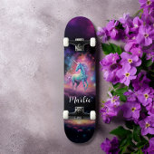 Girly Eenhoorn Glitter Gepersonaliseerd Persoonlijk Skateboard