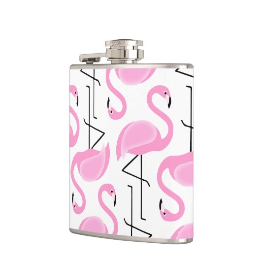 Girly Eenvoudig Modern Roze Flamingo patroon Heupfles (Links)