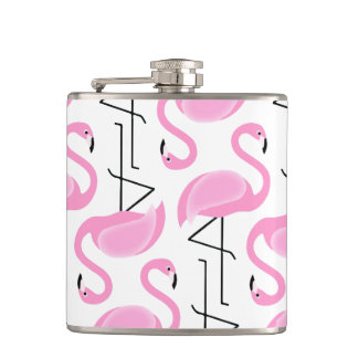 Girly Eenvoudig Modern Roze Flamingo patroon Heupfles