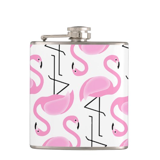 Girly Eenvoudig Modern Roze Flamingo patroon Heupfles (Voorkant)