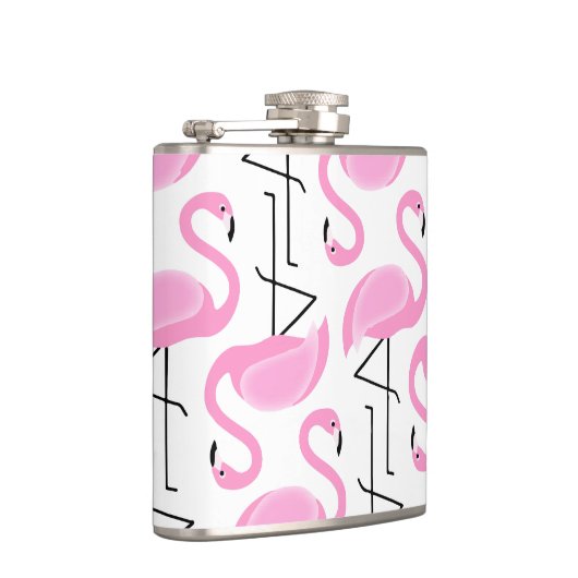 Girly Eenvoudig Modern Roze Flamingo patroon Heupfles (Rechts)