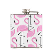 Girly Eenvoudig Modern Roze Flamingo patroon Heupfles (Achterkant)