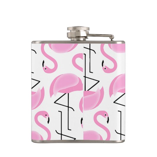 Girly Eenvoudig Modern Roze Flamingo patroon Heupfles (Achterkant)
