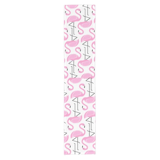 Girly Eenvoudig Modern Roze Flamingo patroon Korte Tafelloper (Voorkant)