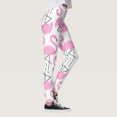 Girly Eenvoudig Modern Roze Flamingo patroon Leggings (Rechts)