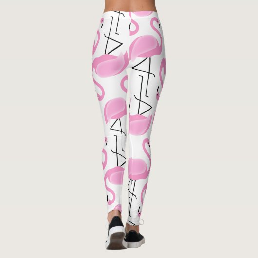 Girly Eenvoudig Modern Roze Flamingo patroon Leggings (Achterkant)