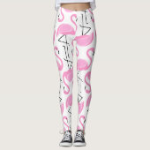 Girly Eenvoudig Modern Roze Flamingo patroon Leggings (Voorkant)