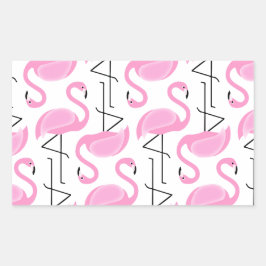 Girly Eenvoudig Modern Roze Flamingo patroon Rechthoekige Sticker